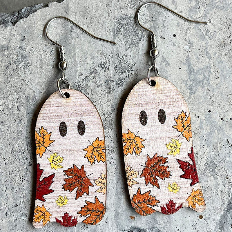 Wholesale 2pairs/pack Thanksgiving Specter Wood Earrings